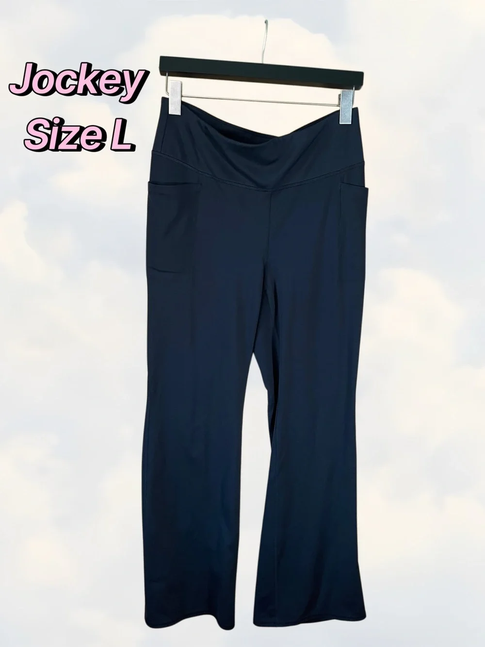 Jockey Black Flare Yoga Pants with Side Pockets Size L